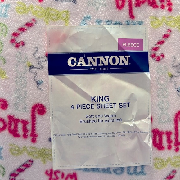 Cannon Fleece King Size Christmas Holiday Sheet Set NEW in Bag - Super Soft - Picture 1 of 4